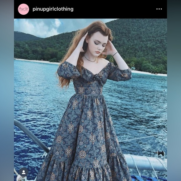 PinUpGirl clothing PUG Molly Gown in Royal Woods. Size 4xl - Picture 5 of 10